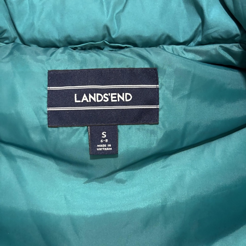 Lands' End Quilted‎ Down Puffer Vest Womens Small Teal Blue Insulated Zip Up - Picture 4 of 16